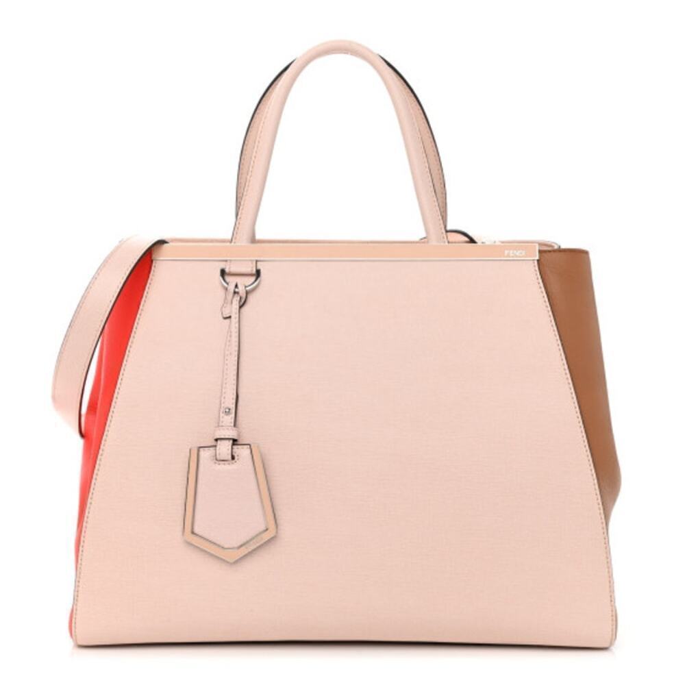 Fendi Vitello Elite Colorblock 2Jours Tote Rosa Plaster Orzo Papavero
